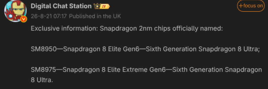 Snapdragon 8 Elite Gen 6’nın iki modelinin adı ortaya çıktı