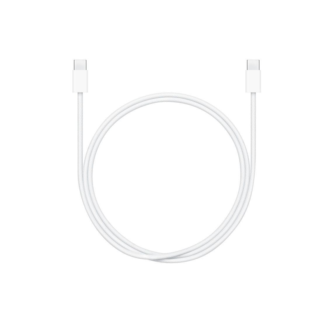 Apple 60 W USB-C şarj kablosunun örgülü gövdesi ve iki USB-C ucu